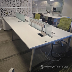 Haworth White Benching System w/ Grey Legs